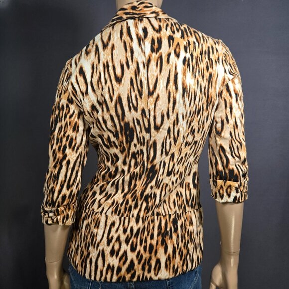 Y2K Leopard Print Blazer Size S Open Front Emo Indie Sleaze Grunge Office Siren - Picture 6 of 9